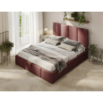 Dunkelrotes Bett gepolstert modern